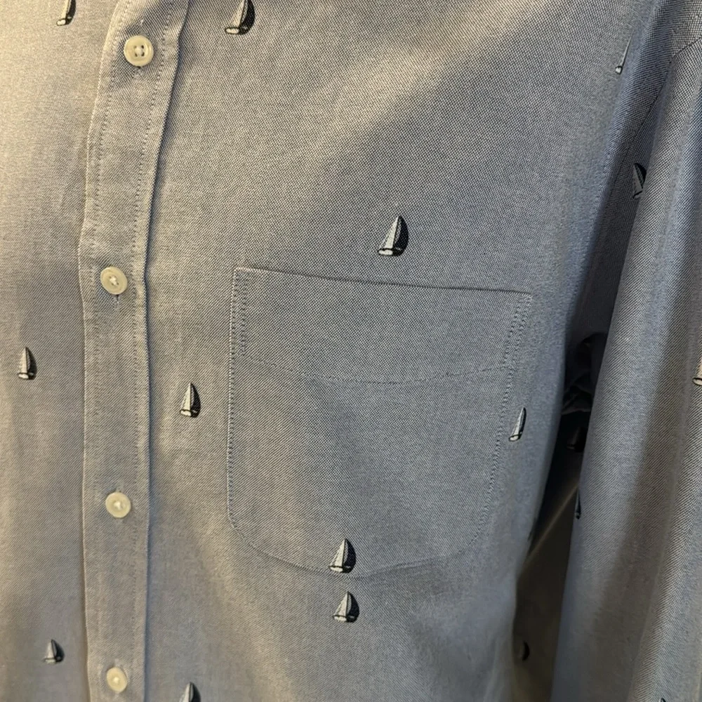 J Crew Flex Causal Sailing All Over Print Button Down Shirt Men's Extra Large